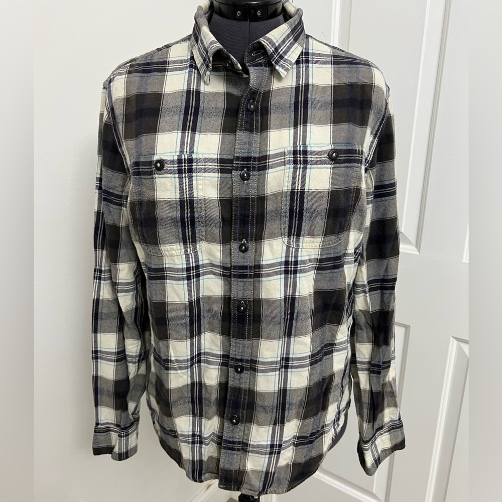 AMERICAN EAGLE Men's Plaid Button-Up Shirt - Black and White
